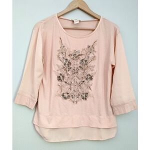 Sundance Pale Peachy Pink Embellished Sequin Top